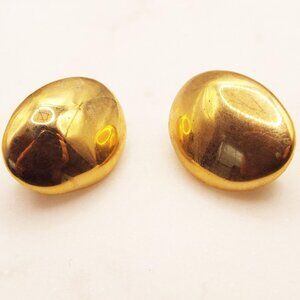 VINTAGE RALPH LAUREN RLL WOBBLY SHAPED MOUNDED OVAL GOLDEN CLIP EARRINGS B